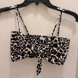 Express cheetah crop top XS
